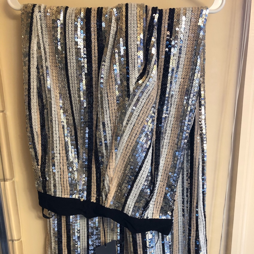 Revolve NBD stripe sequin high-rise pants (NEW)